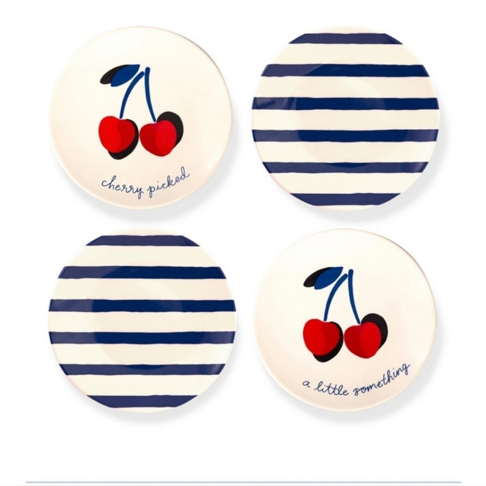 KATE SPADE Cherries Tidbit Plate, Set of 4 NIB